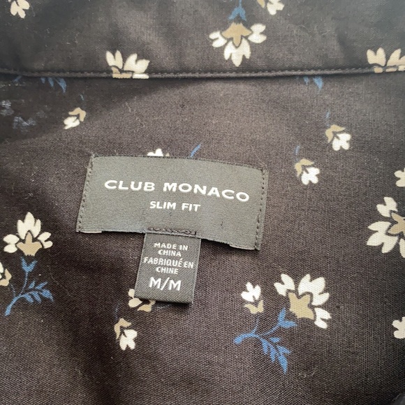 NWOT Club Monaco Men’s Slim Fit Black Floral Print Buttoned Dress Shirt. Size M. - Picture 5 of 7